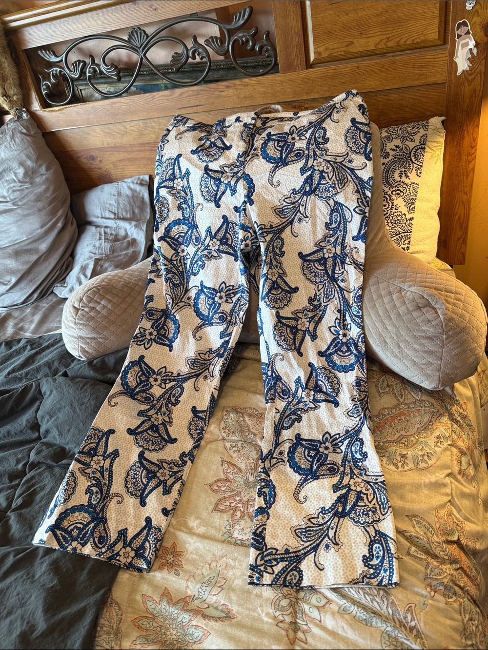 Tommy Hilfiger Blue & White Paisley Flare Jeans